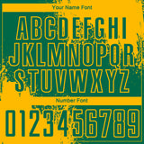 Custom Kelly Green Gold Abstract Brush Stroke Sports Sublimation Soccer Uniform Jersey