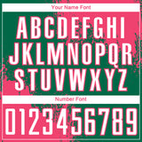Custom Kelly Green White-Neon Pink Abstract Brush Stroke Sports Sublimation Soccer Uniform Jersey