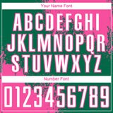 Custom Kelly Green White-Pink Abstract Brush Stroke Sports Sublimation Soccer Uniform Jersey