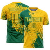 Custom Yellow Kelly Green Abstract Brush Stroke Sports Sublimation Soccer Uniform Jersey