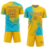 Custom Yellow Lakes Blue-Purple Abstract Brush Stroke Sports Sublimation Soccer Uniform Jersey