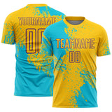 Custom Yellow Lakes Blue-Purple Abstract Brush Stroke Sports Sublimation Soccer Uniform Jersey