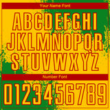 Custom Yellow Grass Green-Red Abstract Brush Stroke Sports Sublimation Soccer Uniform Jersey