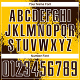 Custom Yellow Brown-White Abstract Brush Stroke Sports Sublimation Soccer Uniform Jersey
