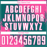 Custom Teal White-Pink Abstract Brush Stroke Sports Sublimation Soccer Uniform Jersey
