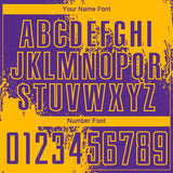 Custom Purple Gold Abstract Brush Stroke Sports Sublimation Soccer Uniform Jersey