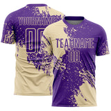 Custom Purple Cream Abstract Brush Stroke Sports Sublimation Soccer Uniform Jersey