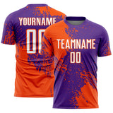 Custom Purple White-Orange Abstract Brush Stroke Sports Sublimation Soccer Uniform Jersey