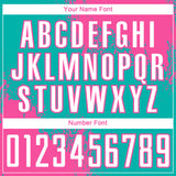 Custom Aqua White-Pink Abstract Brush Stroke Sports Sublimation Soccer Uniform Jersey