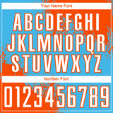 Custom Sky Blue White-Orange Abstract Brush Stroke Sports Sublimation Soccer Uniform Jersey