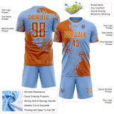 Custom Light Blue Texas Orange-Cream Abstract Brush Stroke Sports Sublimation Soccer Uniform Jersey