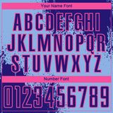 Custom Light Blue Dark Purple-Pink Abstract Brush Stroke Sports Sublimation Soccer Uniform Jersey