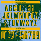 Custom Light Blue Green-Gold Abstract Brush Stroke Sports Sublimation Soccer Uniform Jersey