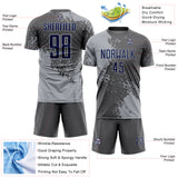 Custom Steel Gray Navy-Gray Abstract Brush Stroke Sports Sublimation Soccer Uniform Jersey