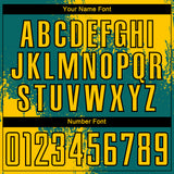 Custom Teal Yellow-Black Abstract Brush Stroke Sports Sublimation Soccer Uniform Jersey