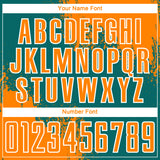 Custom Teal Bay Orange-White Abstract Brush Stroke Sports Sublimation Soccer Uniform Jersey