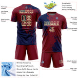 Custom Crimson Vintage USA Flag Navy-Cream Abstract Brush Stroke Sports Sublimation Soccer Uniform Jersey