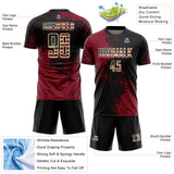Custom Black Vintage USA Flag Crimson-Cream Abstract Brush Stroke Sports Sublimation Soccer Uniform Jersey