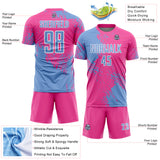 Custom Pink Light Blue-White Abstract Brush Stroke Sports Sublimation Soccer Uniform Jersey
