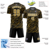 Custom Black Old Gold-White Line Sports Sublimation Soccer Uniform Jersey