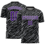 Custom Black Purple Gray-White Line Sports Sublimation Soccer Uniform Jersey
