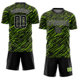 Custom Black Neon Green-White Line Sports Sublimation Soccer Uniform Jersey