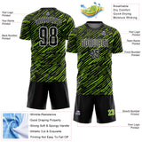 Custom Black Neon Green-White Line Sports Sublimation Soccer Uniform Jersey