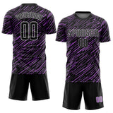 Custom Black Medium Purple-White Line Sports Sublimation Soccer Uniform Jersey