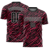 Custom Black Neon Pink-White Line Sports Sublimation Soccer Uniform Jersey