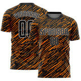 Custom Black Bay Orange-White Line Sports Sublimation Soccer Uniform Jersey
