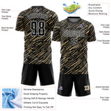 Custom Black Vegas Gold-White Line Sports Sublimation Soccer Uniform Jersey