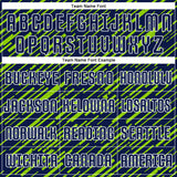 Custom Navy Neon Green-White Line Sports Sublimation Soccer Uniform Jersey