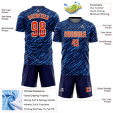 Custom Navy Orange Powder Blue-White Line Sports Sublimation Soccer Uniform Jersey