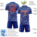 Custom Royal Red-White Line Sports Sublimation Soccer Uniform Jersey