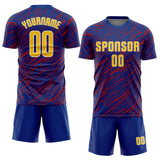 Custom Royal Yellow Red-White Line Sports Sublimation Soccer Uniform Jersey