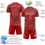 Custom Red Gray-White Line Sports Sublimation Soccer Uniform Jersey