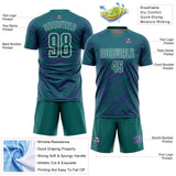 Custom Teal Purple-White Line Sports Sublimation Soccer Uniform Jersey