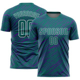 Custom Teal Purple-White Line Sports Sublimation Soccer Uniform Jersey