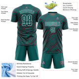 Custom Teal Crimson-White Line Sports Sublimation Soccer Uniform Jersey