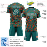 Custom Teal Orange-White Line Sports Sublimation Soccer Uniform Jersey