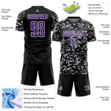 Custom Black Purple Gray-White Liquid Fluid Pattern Sports Sublimation Soccer Uniform Jersey