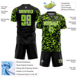 Custom Black Neon Green-White Liquid Fluid Pattern Sports Sublimation Soccer Uniform Jersey