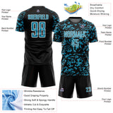 Custom Black Panther Blue-White Liquid Fluid Pattern Sports Sublimation Soccer Uniform Jersey