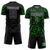 Custom Black Grass Green-White Liquid Fluid Pattern Sports Sublimation Soccer Uniform Jersey