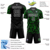 Custom Black Grass Green-White Liquid Fluid Pattern Sports Sublimation Soccer Uniform Jersey