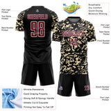 Custom Black Crimson Cream-White Liquid Fluid Pattern Sports Sublimation Soccer Uniform Jersey