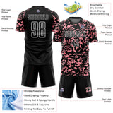 Custom Black Medium Pink-White Liquid Fluid Pattern Sports Sublimation Soccer Uniform Jersey