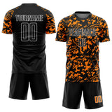 Custom Black Bay Orange-White Liquid Fluid Pattern Sports Sublimation Soccer Uniform Jersey