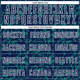 Custom Navy Teal-White Liquid Fluid Pattern Sports Sublimation Soccer Uniform Jersey