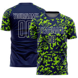 Custom Navy Neon Green-White Liquid Fluid Pattern Sports Sublimation Soccer Uniform Jersey